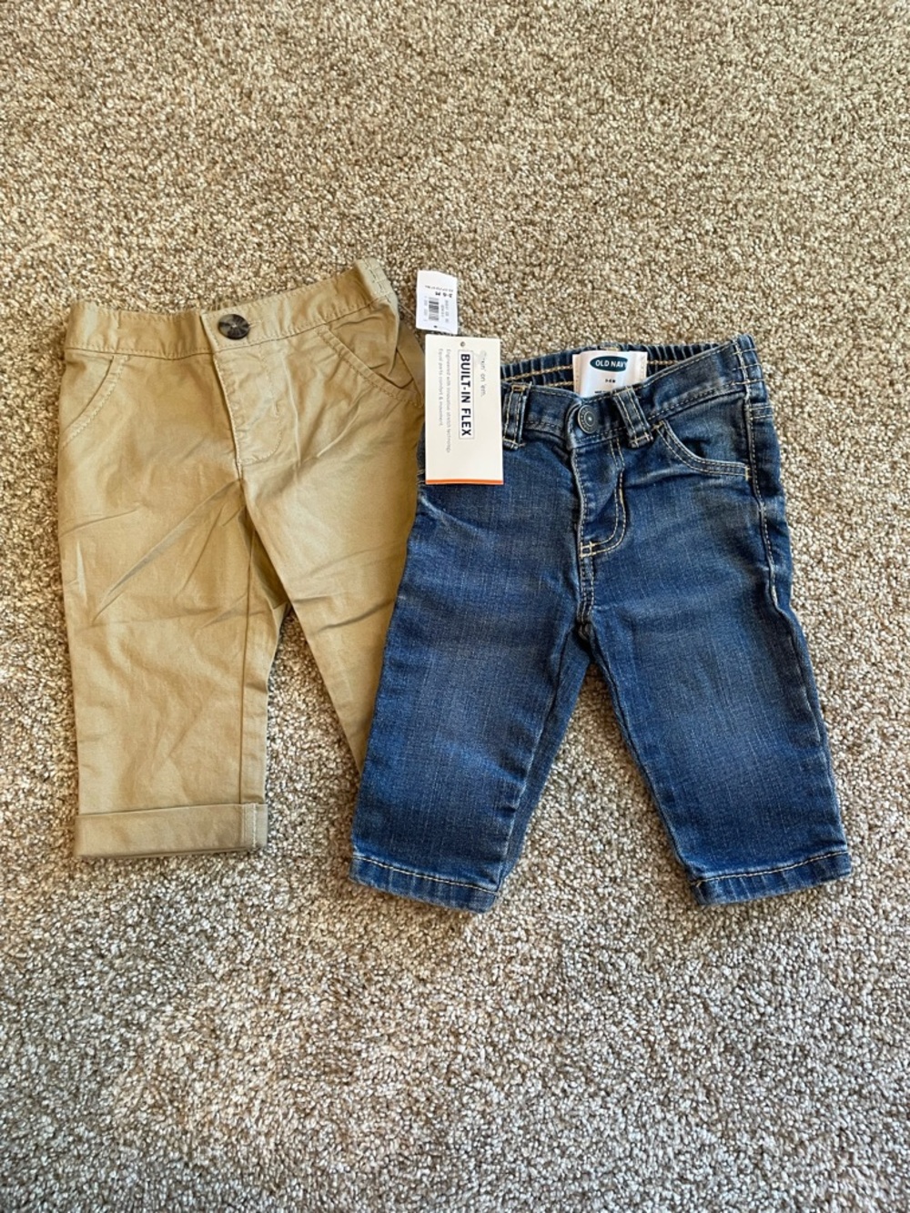 NWT Old Navy Blue Denim Jeans & Tan Chino Pants Set for Kids